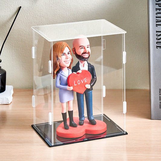 Dustproof Clear Acrylic Display Case Display Box – Protective Box for 2 People Bobbleheads Collectibles