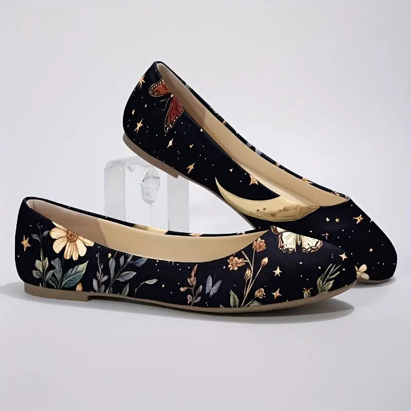 Omine Women's Wide Width Flat Shoes, Comfortable Casual Round Toe Classy Design Ballet Flats.