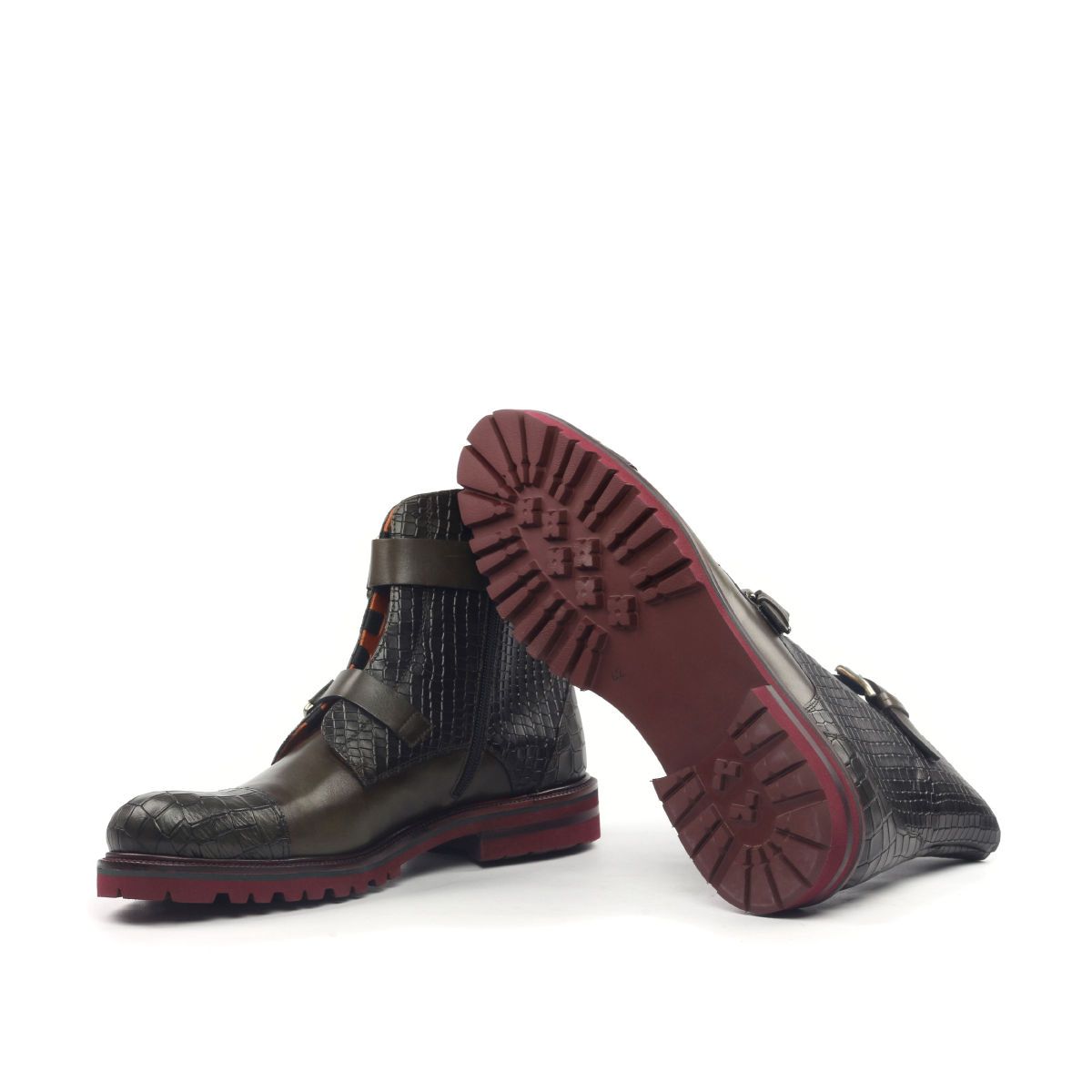 Omine Engraved Cap Toe Double Strap Boot
